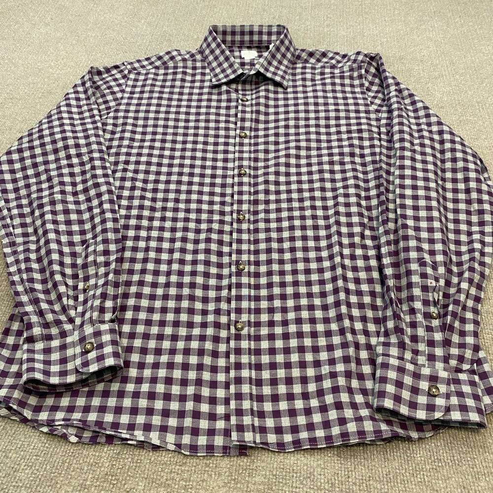 Giovanni Rosmini Dress Shirt Mens 2XL Purple Gingham Slim Fit Made In Italy
